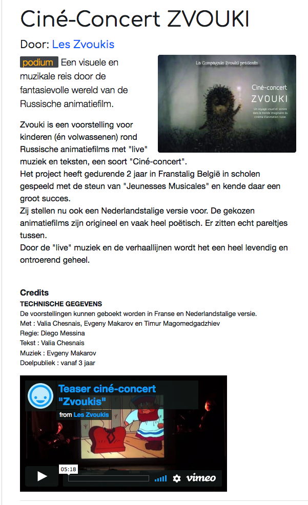 Page Internet. Watermaal. Ciné-Concert Zvouki. 2019-04-25